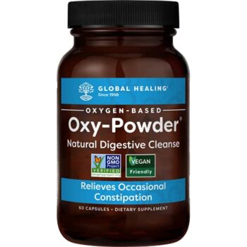 Global Healing Oxy-Powder Colon Cleanse & Detox Cleanse, Colon Cleanser & Detox, Constipation Relief for Adults, Bloating Relief for Women & Men (60 Capsules)