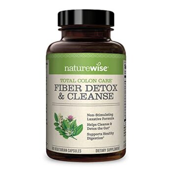 NatureWise Total Colon Care Fiber Cleanse with Herbal Laxatives, Prebiotics, & Digestive Enzymes for Healthy Elimination, Safe Digestion & Weight, Detox, & Gut Health [1 Month Supply - 60 Count]