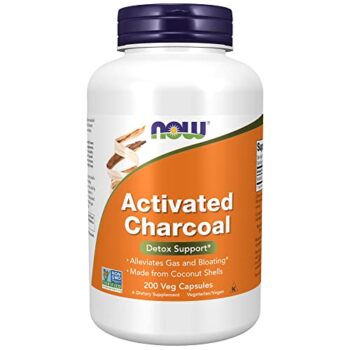 NOW Supplements, Activated Charcoal Made from Coconut Shells, Non-GMO Project Verified, Detox Support*, 200 Veg Capsules