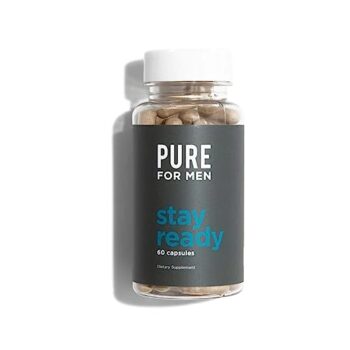 Pure for Men Original Cleanliness Stay Ready Fiber Supplement | Helps Promote Digestive Regularity | Psyllium Husk, Aloe Vera, Chia Seeds, Flaxseeds | Proprietary Formula | 60 Vegan Capsules